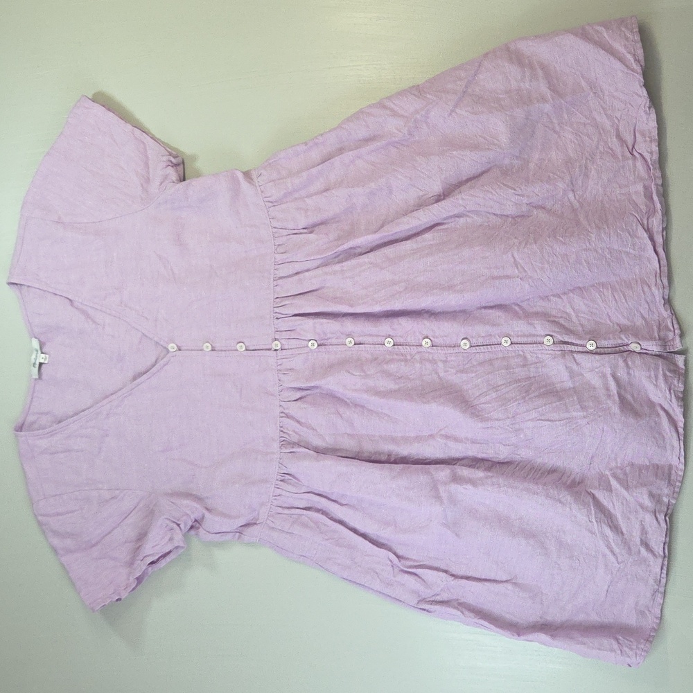 Madewell Linen Blend Alexandra Button Front Mini Dress